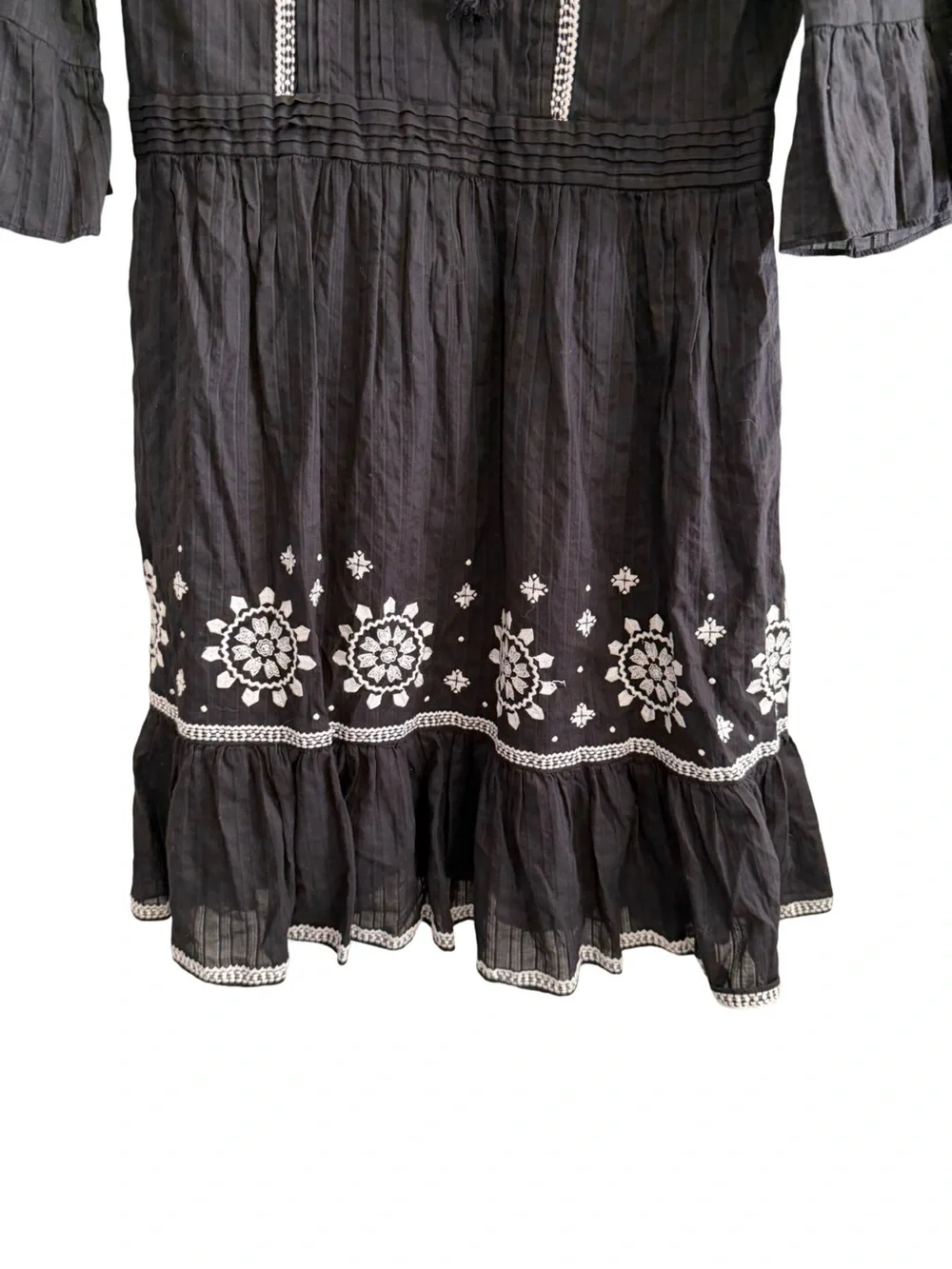 Kate Spade New York Broome Street Ruffle Topline Embroidered Dress Black Medium